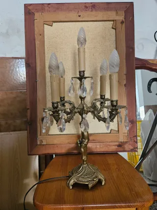 2 X Lámparas Candelabro Bronce y Cristal