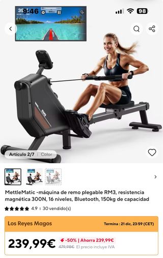 Máquina de remo MettleMatic RM3 plegable