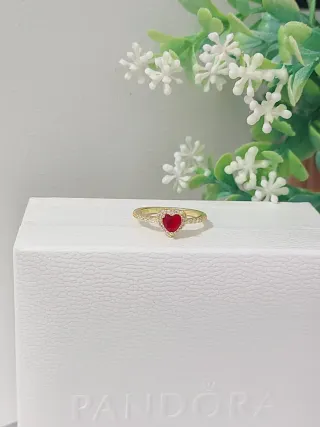Anillo Pandora Corazón Rojo Talla 54
