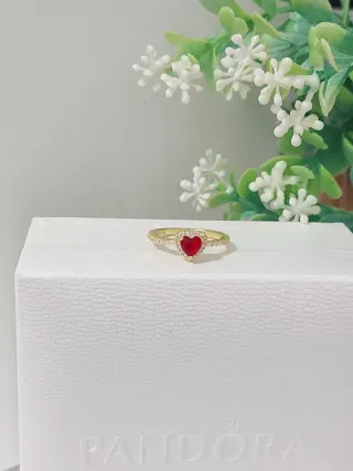 Anillo Pandora Corazón Rojo Talla 54