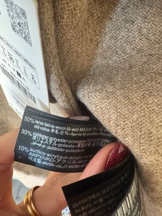 Abrigo Zara Lana visón Talla L con Cinturón