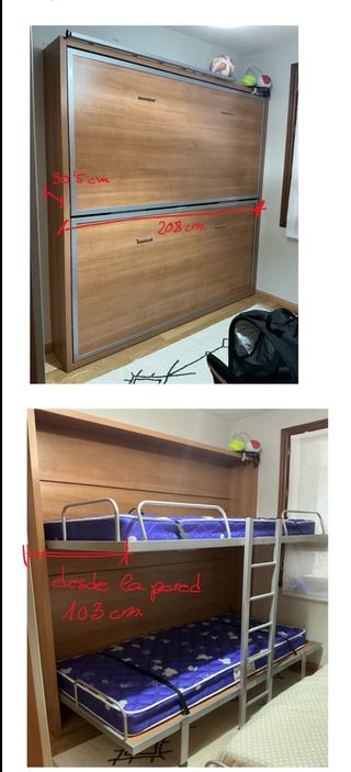 Litera abatible horizontal madera y metal