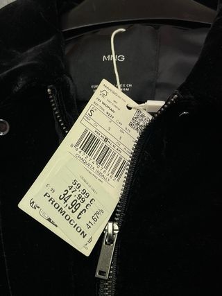 Bomber Mango terciopelo negra Talla S