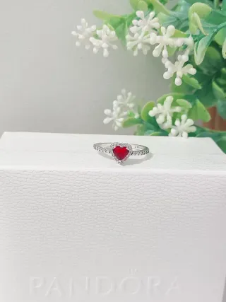 Anillo Pandora Corazón Rojo Talla 54