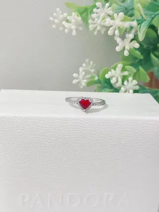 Anillo Pandora Corazón Rojo Talla 54