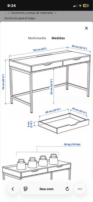 Escritorio infantil madera y metal blanco