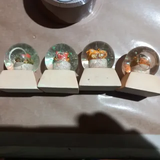 Set 4 sfere globo di neve con automobiline vintage