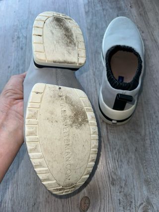 Zapatillas de piel grises mujer