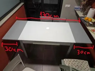 Mesa de cocina extensible de vidrio + 4 sillas