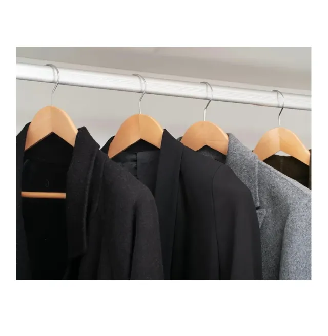 Confezione da 10 Grucce in Legno per Abiti a Spalla Naturale