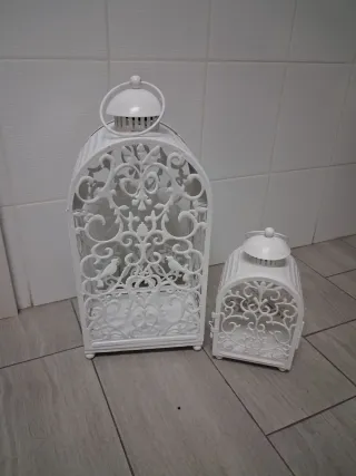 Faroles decorativos blancos metal