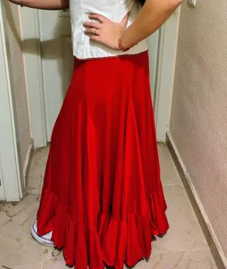 Falda Flamenco Roja Volantes