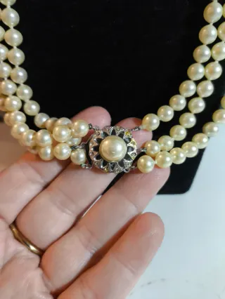 Collar triple vuelta perlas cultivadas