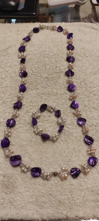 Conjunto collar y pulsera madreperlas