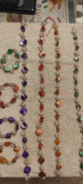 Conjunto collar y pulsera madreperlas