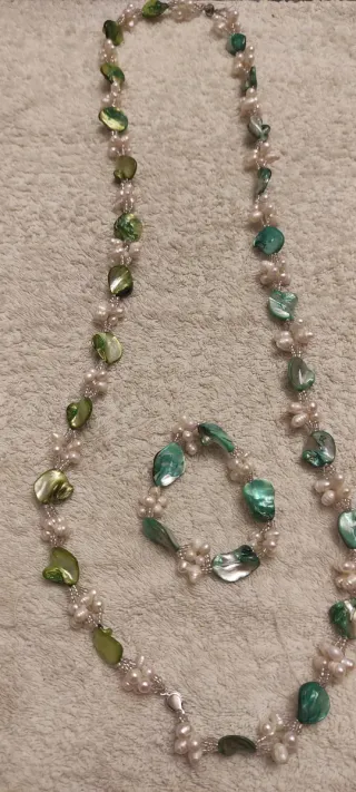 Conjunto collar y pulsera madreperlas