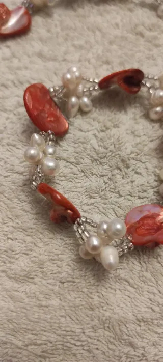 Conjunto collar y pulsera madreperlas