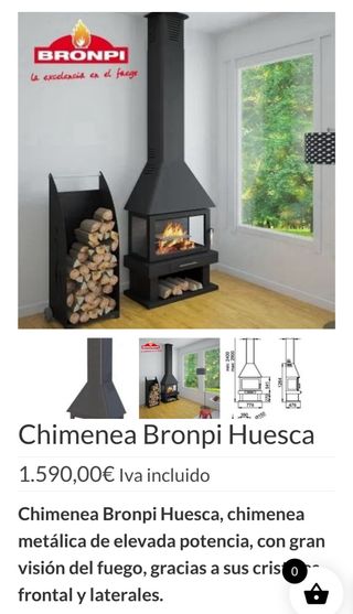 Chimenea Bronpi Cristal 3 Partes con pedestal