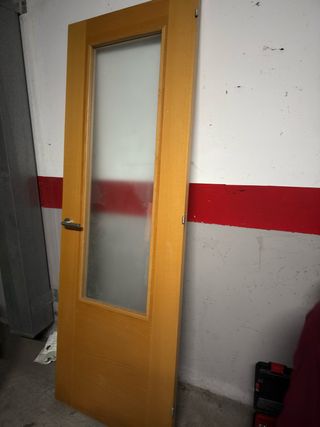 Puerta madera con cristal 204x72.5
