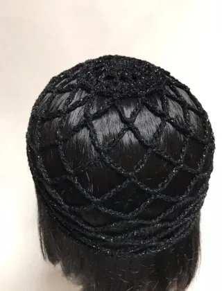 Cuffia rete nera lurex rombi