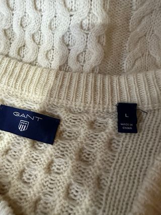 Jersey Trenzado De 100% Lana Gant Bordado Beige