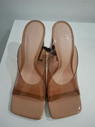 Sandalias Zara Transparentes Talla 39 Beige