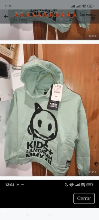 Sudadera Zara Verde Talla XS