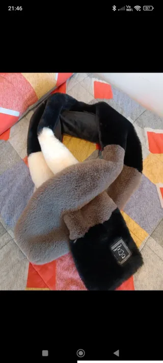 Sciarpa donna in pelliccia sintetica a blocchi di