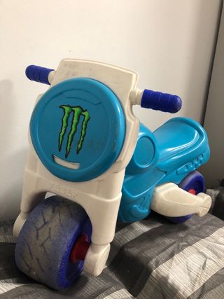 Bici correpasillos azul y blanca Monster Energy