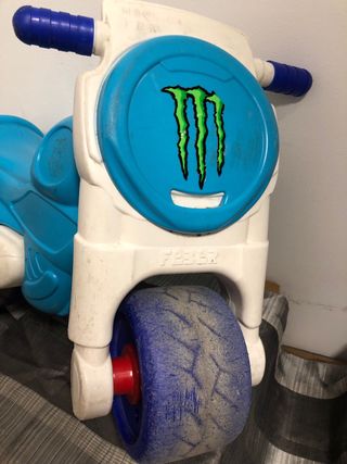 Bici correpasillos azul y blanca Monster Energy