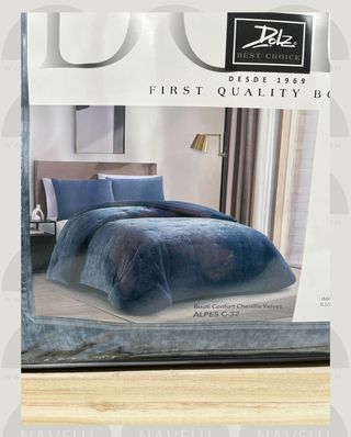 Bouti chenilla azul para cama 135/150