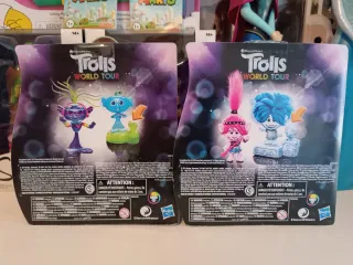 2 SETS TROLLS GIRA MUNDIAL 4 FIGURAS HASBRO