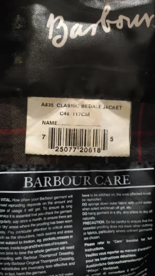 Barbour Bedale C46 Chaqueta Talla XL