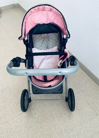 Cochecito muñecas tipo Bugaboo rosa