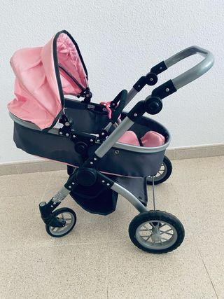 Cochecito muñecas tipo Bugaboo rosa