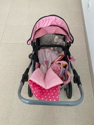 Cochecito muñecas tipo Bugaboo rosa