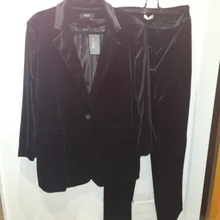 Traje Boco Terciopelo Negro T.U Pantalón Ancho