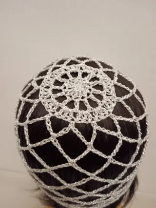 Cuffia rete argento lurex rombi crochet