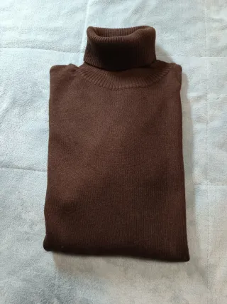 Jersey cuello alto marrón mujer T 4