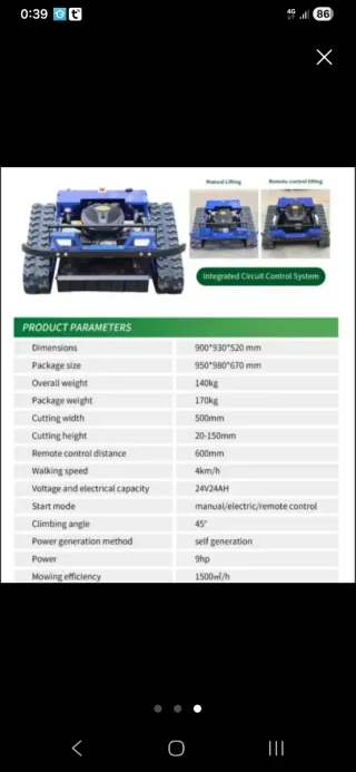 Desbrozadora a control remoto teledirigido
