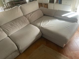 Sofá Chaiselongue Beige Tela