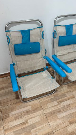 2 Sillas de Playa Aluminio Beige y Azul
