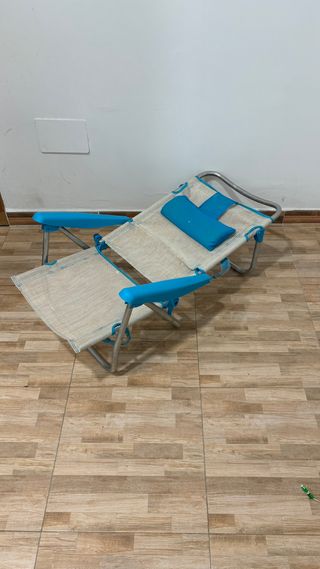 2 Sillas de Playa Aluminio Beige y Azul