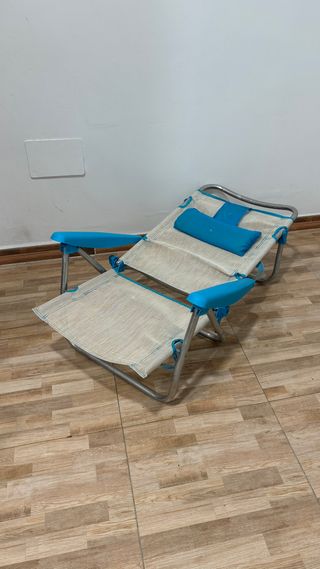 2 Sillas de Playa Aluminio Beige y Azul