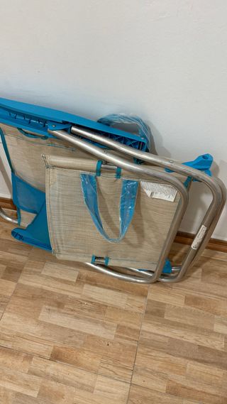 2 Sillas de Playa Aluminio Beige y Azul