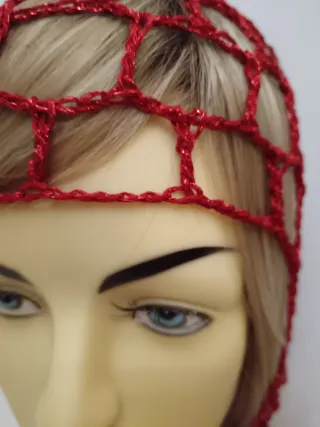 Balaclava Rete Lurex Viscosa Rossa