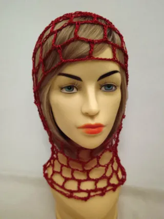 Balaclava Rete Lurex Viscosa Rossa