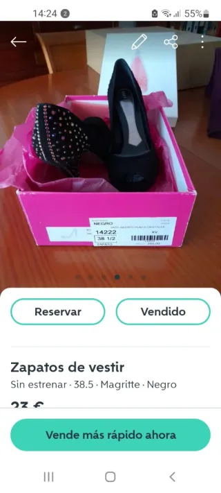 Zapatos de vestir Magritte negros talla 38.5