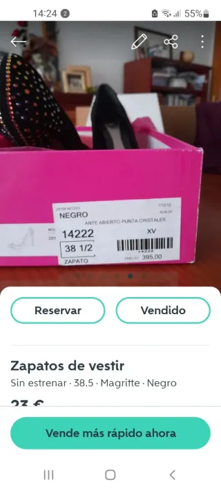 Zapatos de vestir Magritte negros talla 38.5