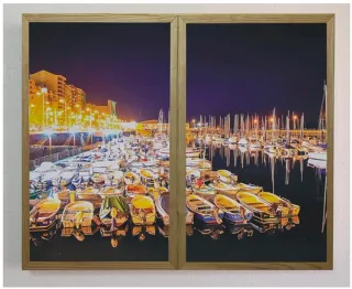 Cuadro de madera con paisaje nocturno